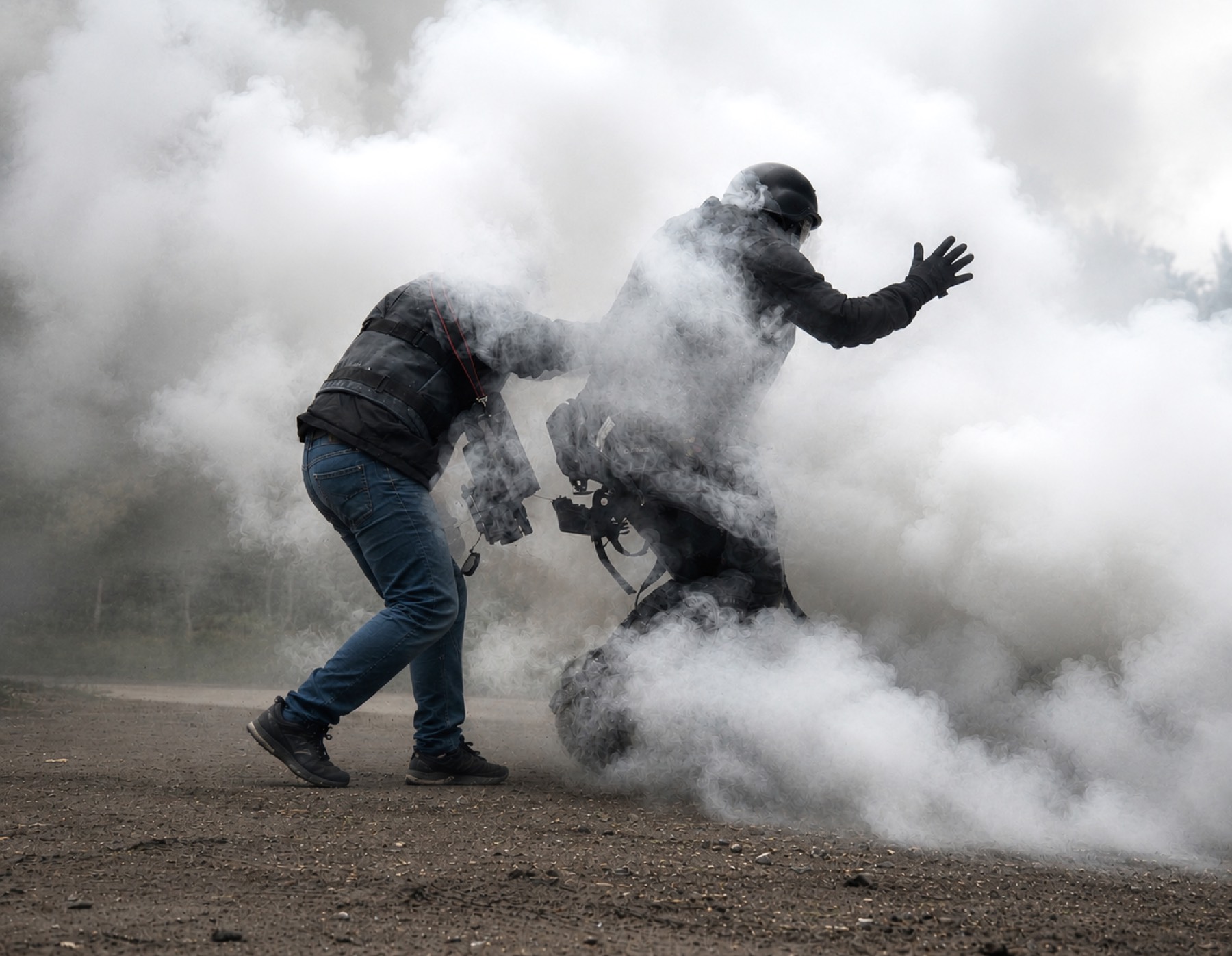 Casualty drag through smoke